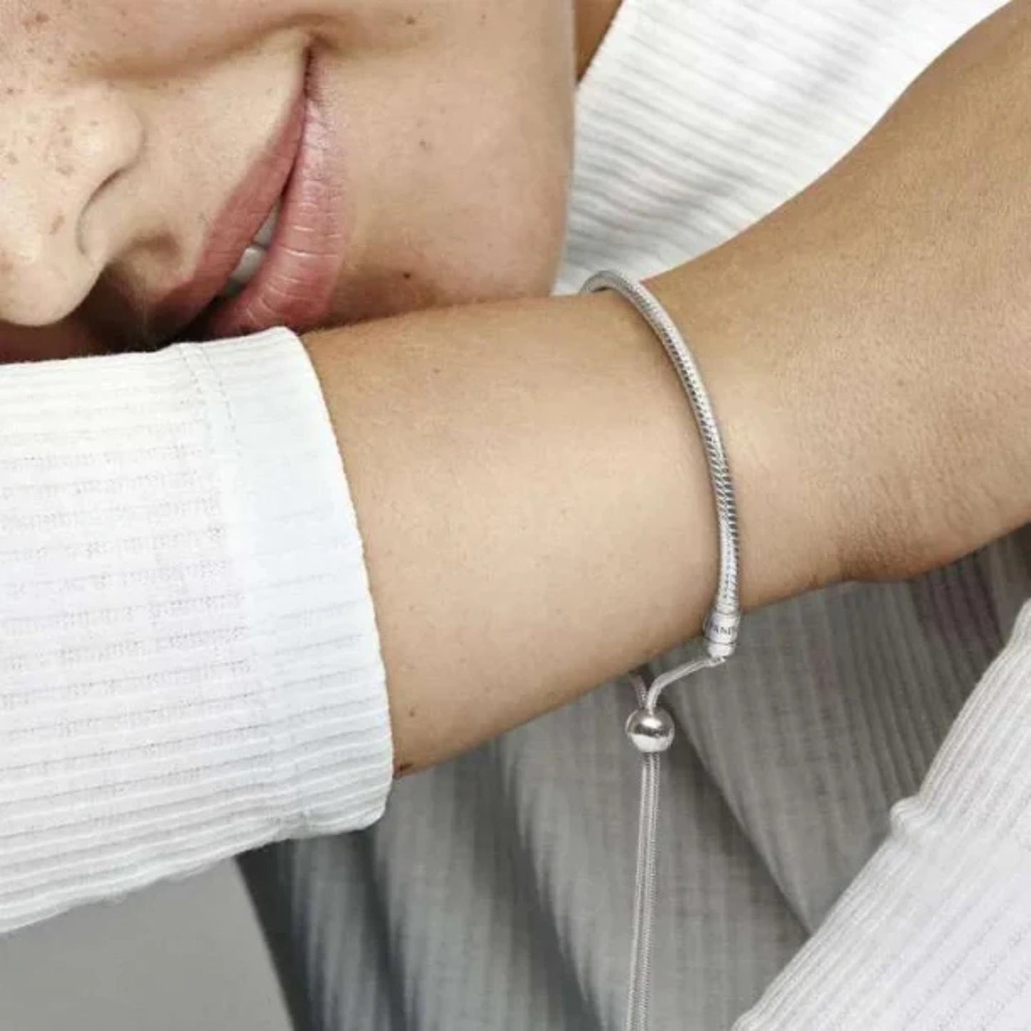 PANDORA Moments Snake Chain Slider Bracelet in Silver