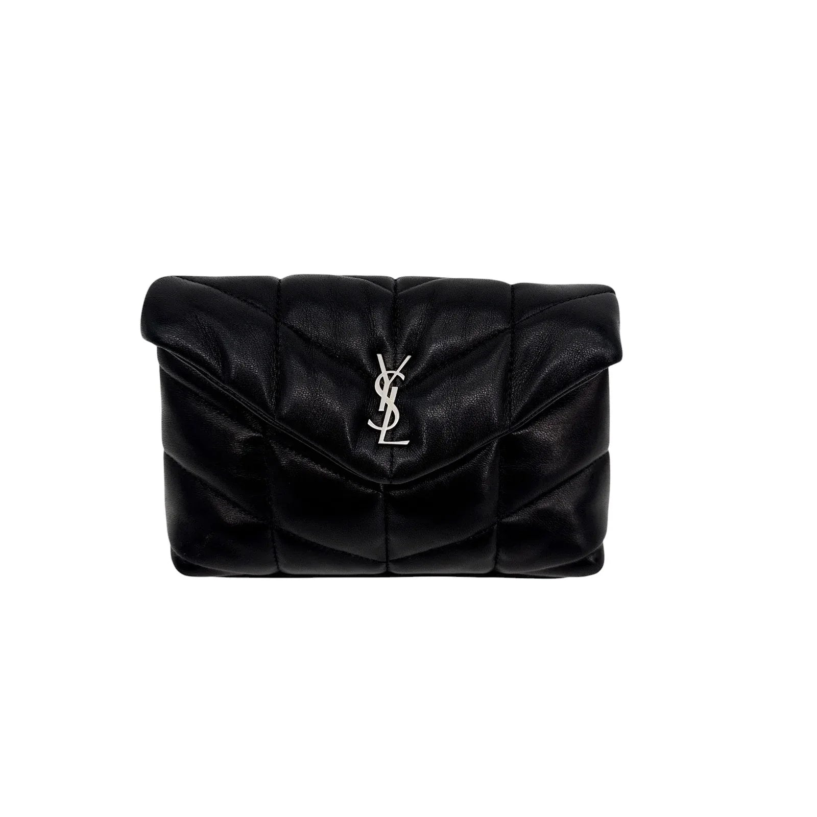 SAINT LAURENT Loulou Mini in Lambskin Puffer Pouch Clutch - flyKAMP