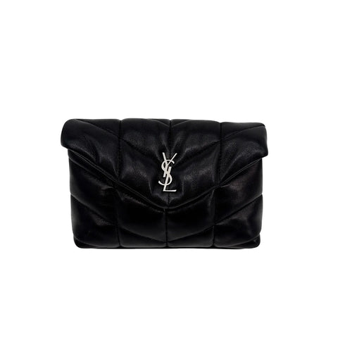 SAINT LAURENT Loulou Mini in Lambskin Puffer Pouch Clutch - flyKAMP
