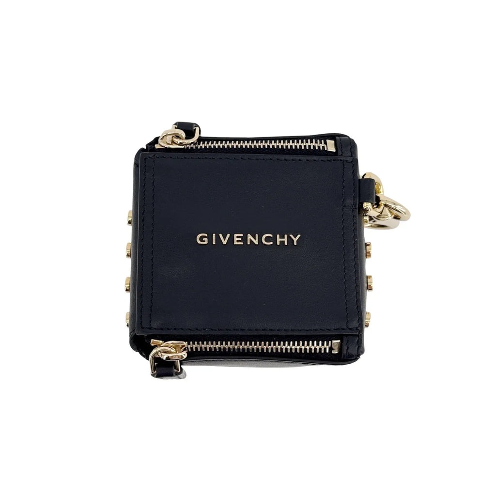 GIVENCHY Pandora Cube Pouch Charm Leather Bag in Black - flyKAMP