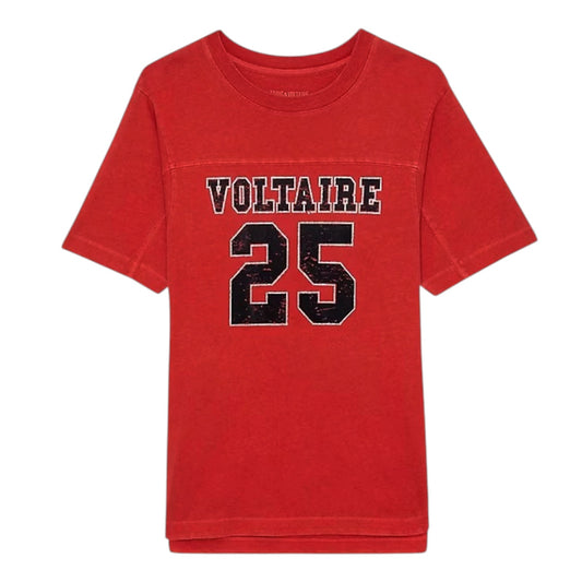 ZADIG & VOLTAIRE Bow Embellished Tee in Red S