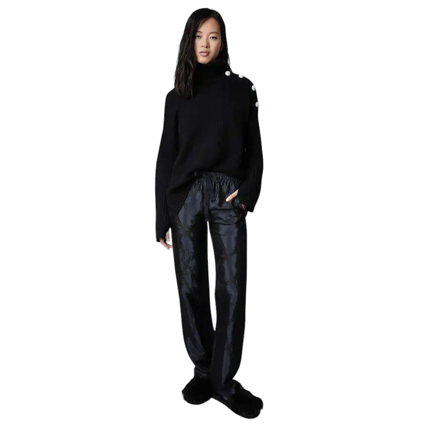 ZADIG & VOLTAIRE Pomy Jacquard Chain Print Pants In Encre FR34|XS
