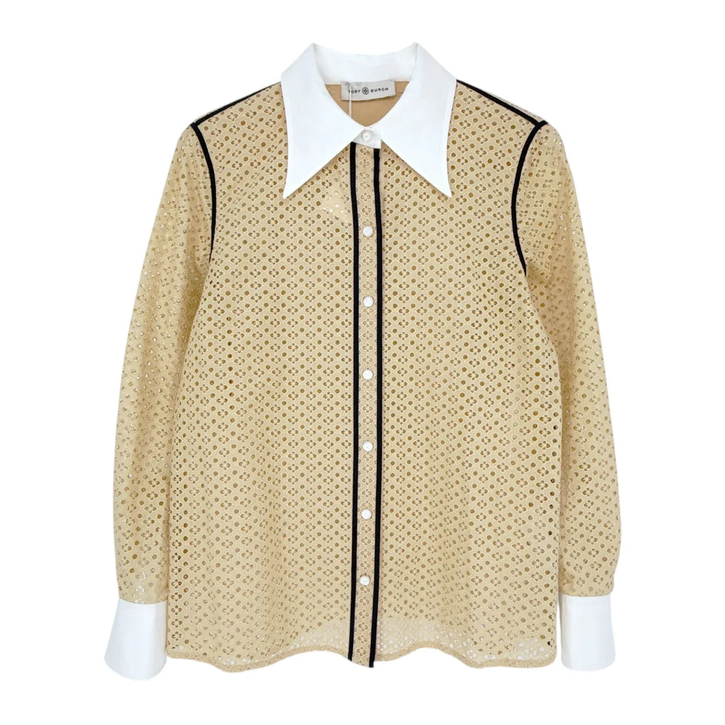 TORY BURCH Honeycomb Eyelet Shirt 6|S - flyKAMP