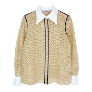 TORY BURCH Honeycomb Eyelet Shirt 6|S