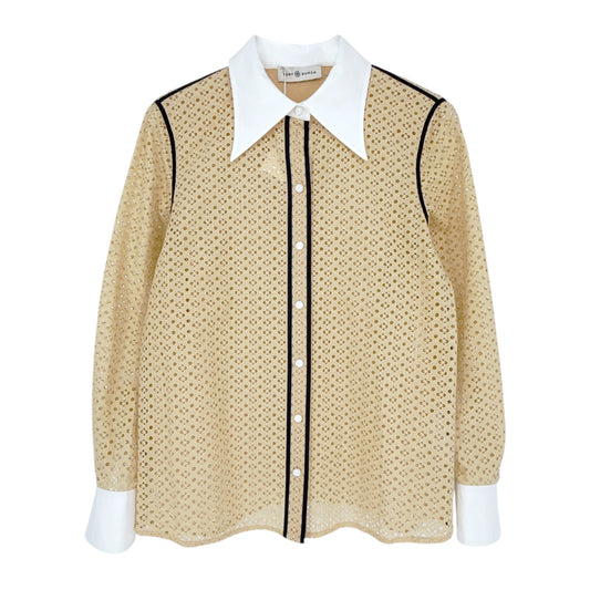 TORY BURCH Honeycomb Eyelet Shirt 6|S