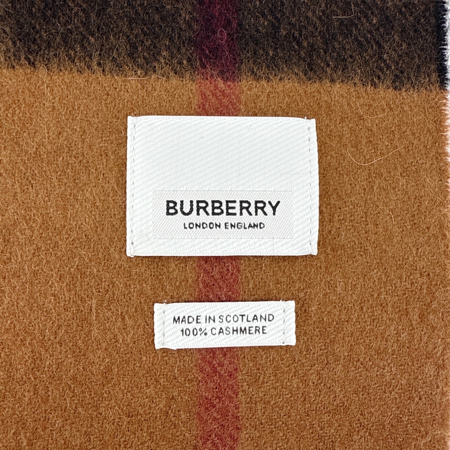 BURBERRY Giant Check Cashmere Scarf in Birch Brown