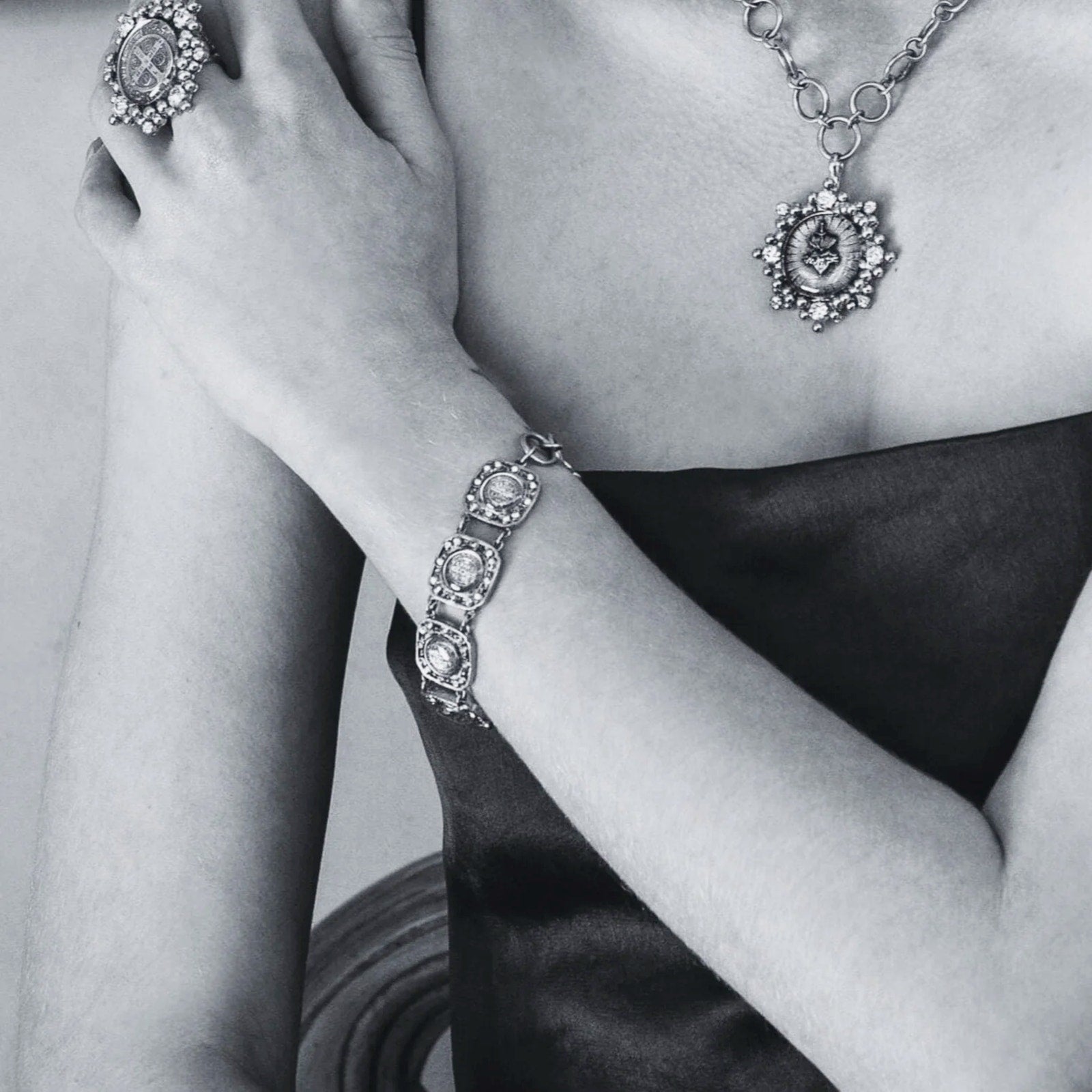 VIRGINS SAINTS & ANGELS VSA San Benito Square Bracelet in Silver Virgins Saints & Angels