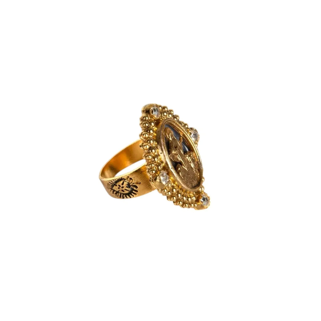VIRGINS SAINTS & ANGELS VSA Petite Oval Cloister Fatima Ring in Gold 6 - flyKAMP