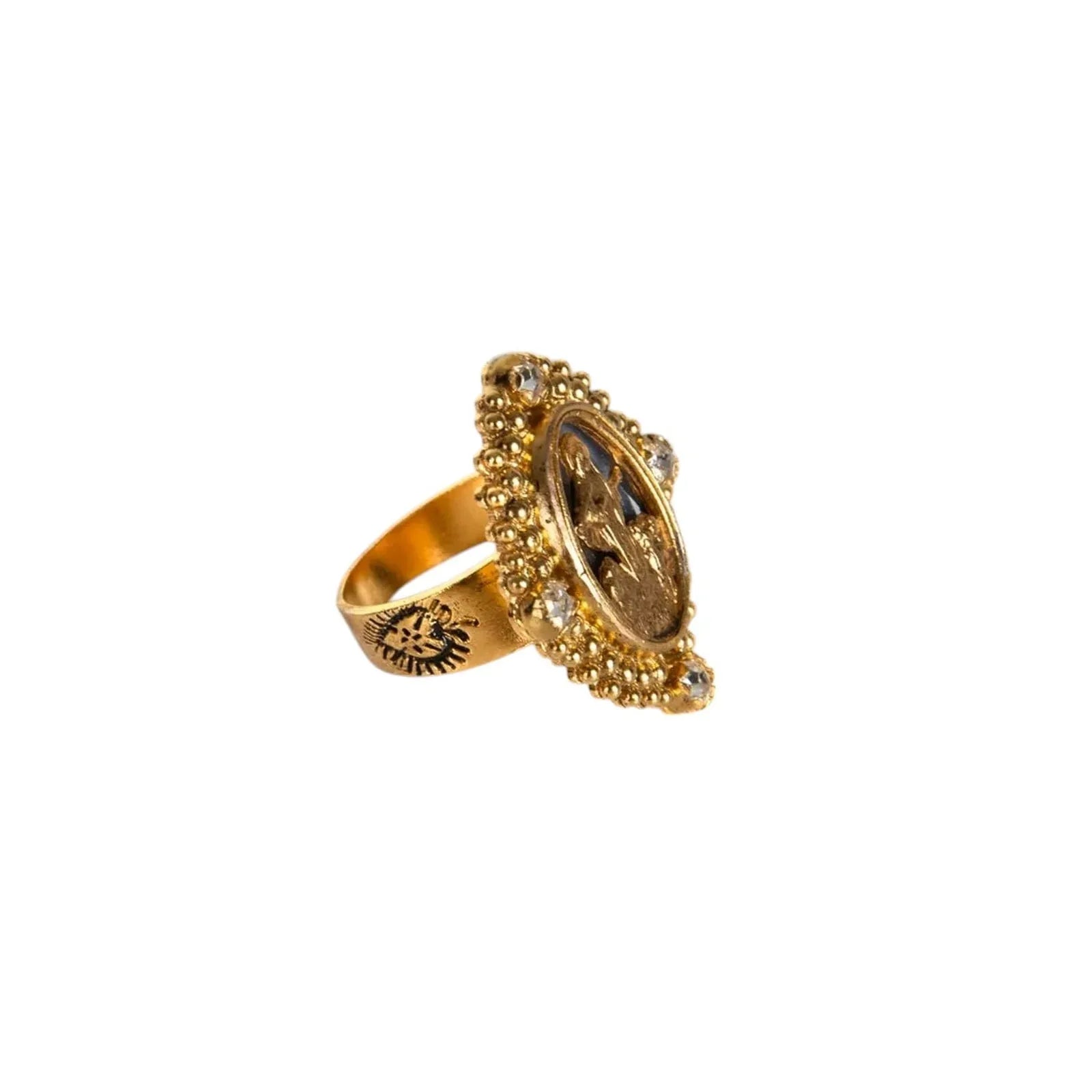 VIRGINS SAINTS & ANGELS VSA Petite Oval Cloister Fatima Ring in Gold 6 - flyKAMP