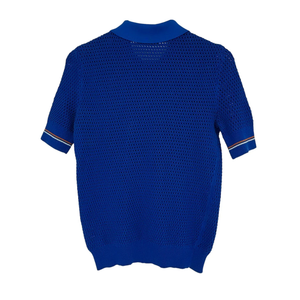 TORY BURCH Mesh Polo Sweater in Bondi Blue M - flyKAMP