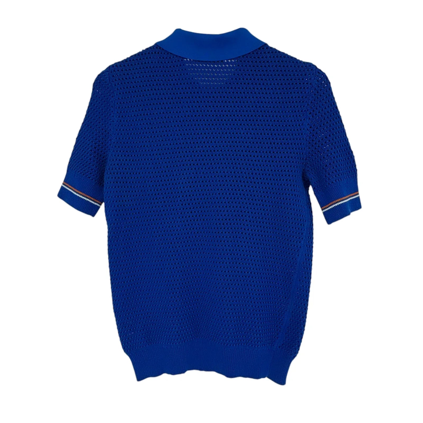 TORY BURCH Mesh Polo Sweater in Bondi Blue M - flyKAMP