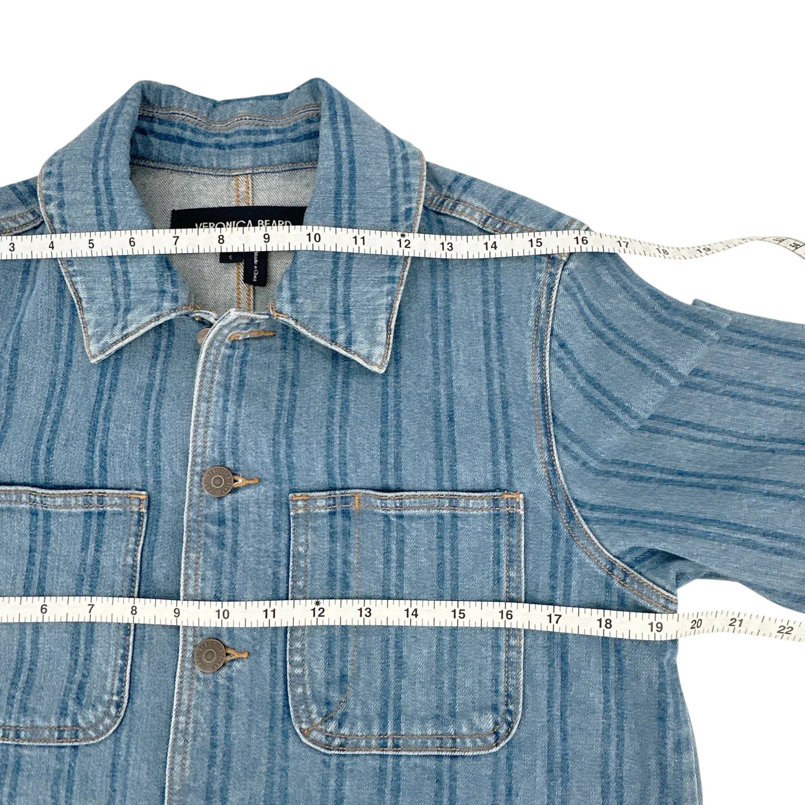 VERONICA BEARD Dahl Striped Denim Jacket S - flyKAMP