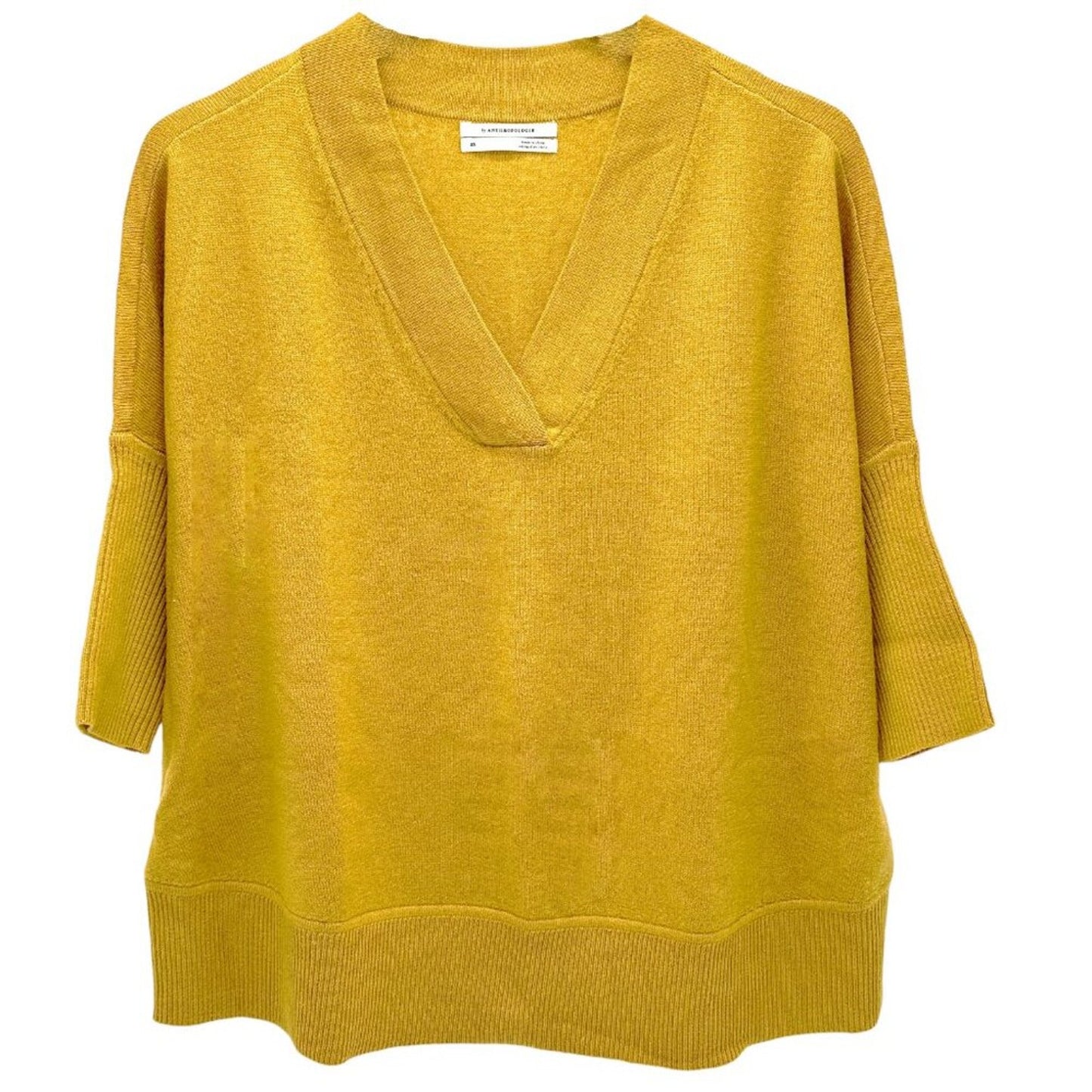 ANTHROPOLOGIE Araminta Pullover Sweater in Mustard Yellow XS