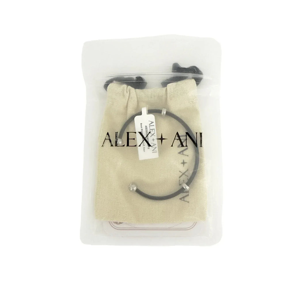 ALEX+ANI Bezel Stone Enamel Cuff in Black - flyKAMP