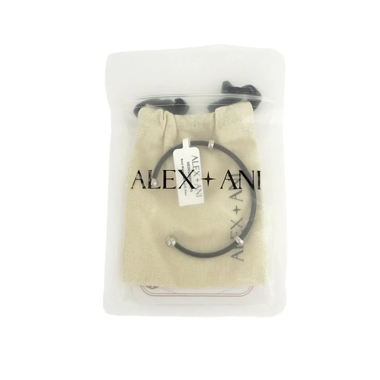 ALEX+ANI Bezel Stone Enamel Cuff in Black - flyKAMP