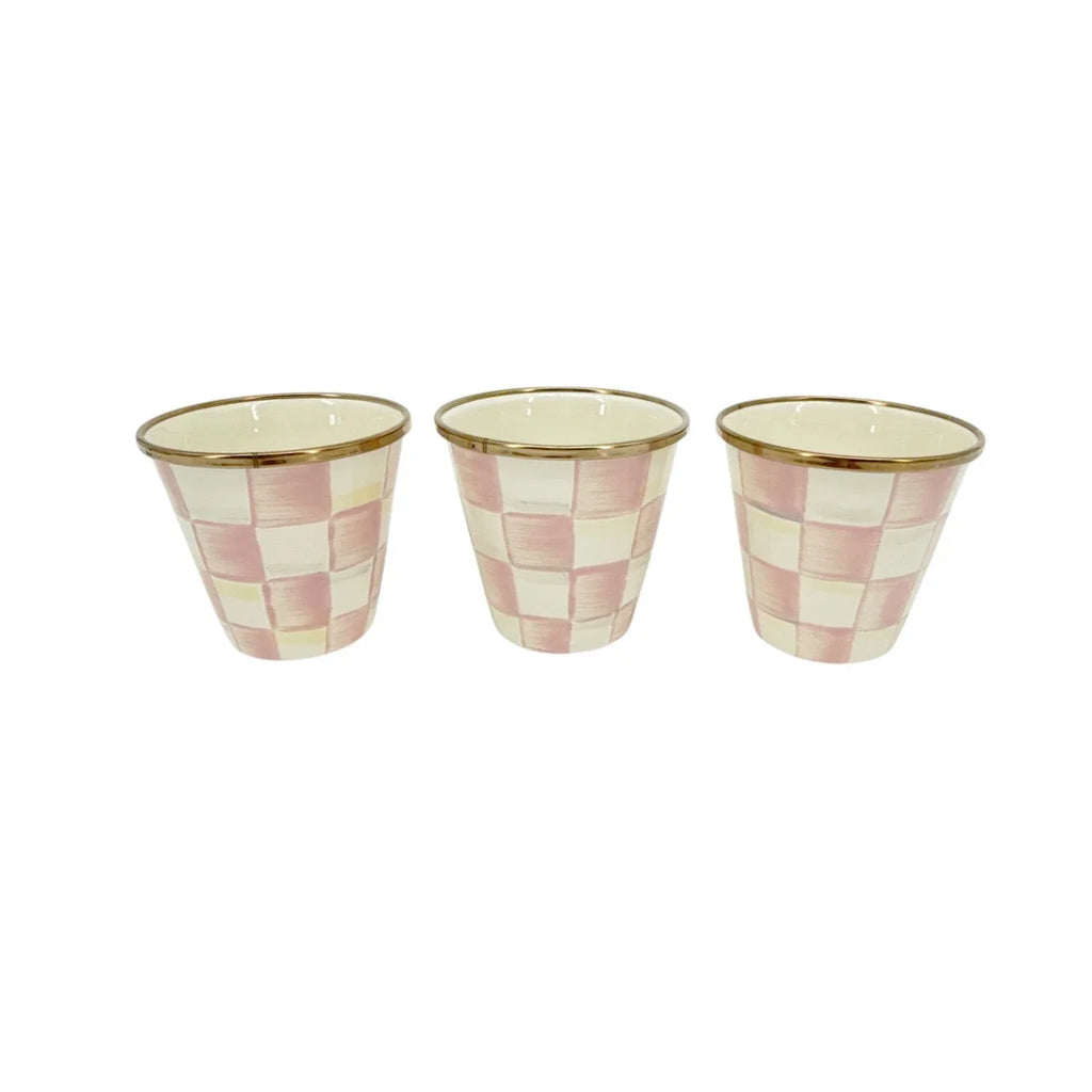 MACKENZIE-CHILDS Herb Pots in Rosy Check Set of 3 - flyKAMP