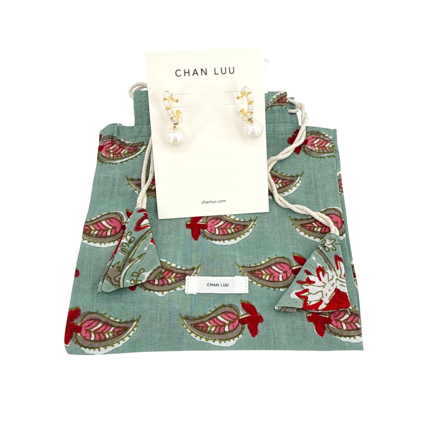 CHAN LUU Maiden Hoop Earrings in White Pearl