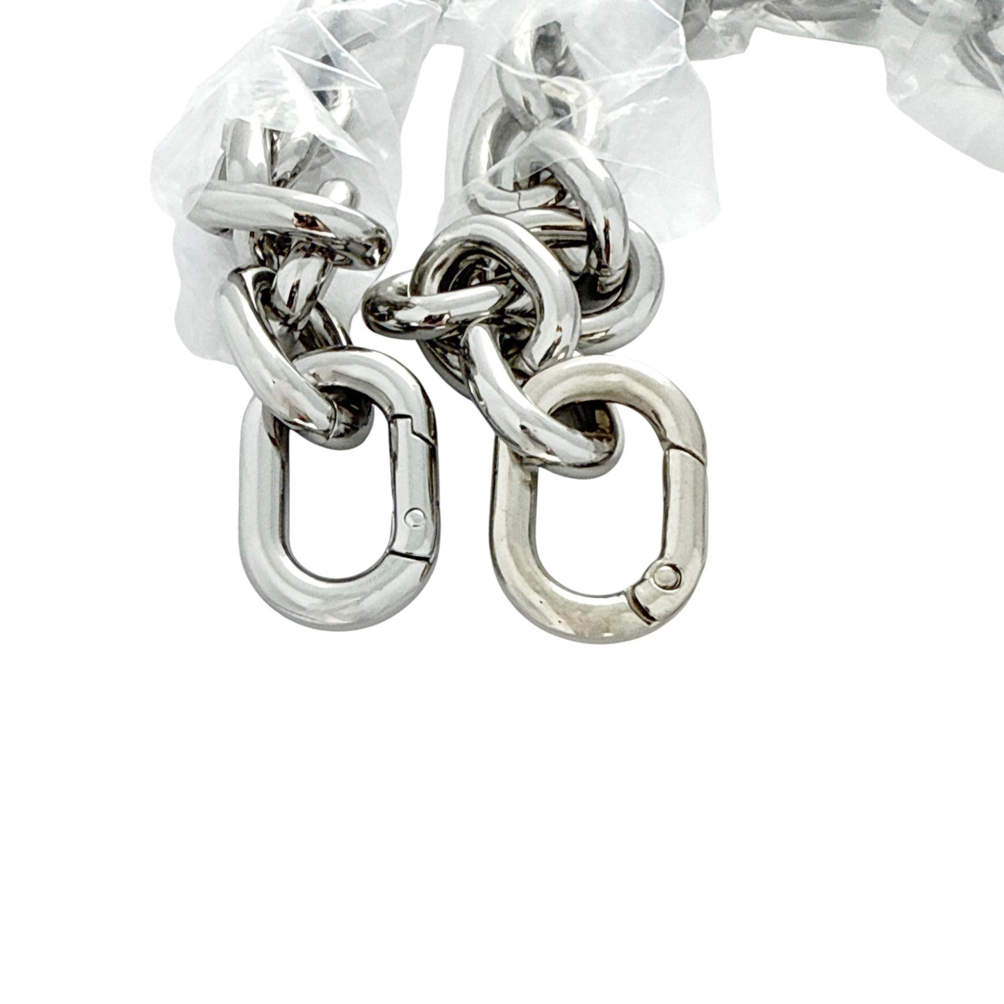 CLARE V. Estelle Clutch Specchio Puffy Woven & Mini Link Shoulder Strap Silver