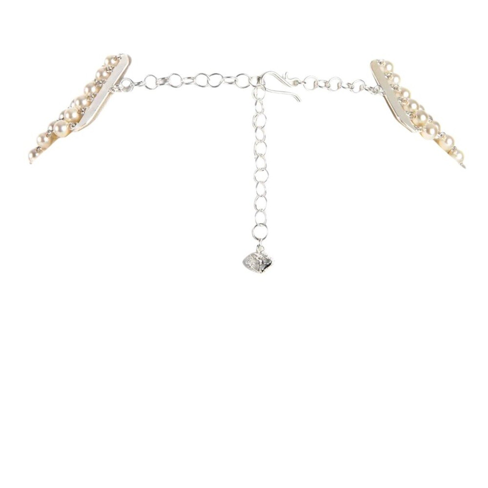 VIRGINS SAINTS & ANGELS VSA La Queen Collar Pearl & Silver 17.75" Virgins Saints & Angels
