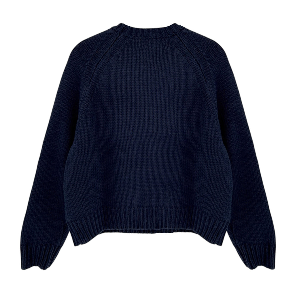 PINK PINEAPPLE Crop Vintage Acrylic Flag Sweater in Navy XS/S Pink Pineapple