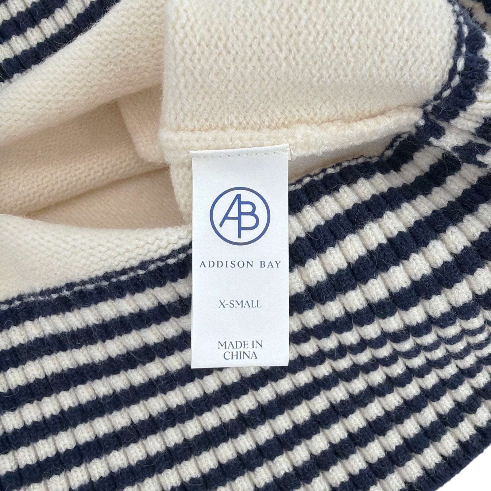 ADDISON BAY Carlyle Rugby Sweater in Cream & Navy XS Addison Bay