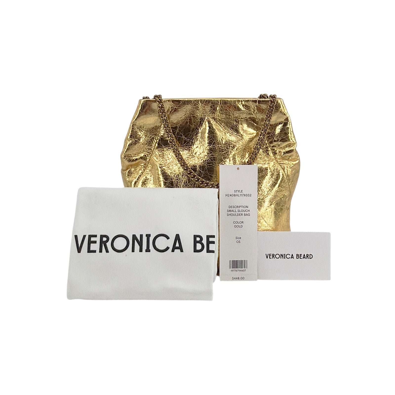 VERONICA BEARD Small Slouch Leather Shoulder Bag in Gold Veronica Beard