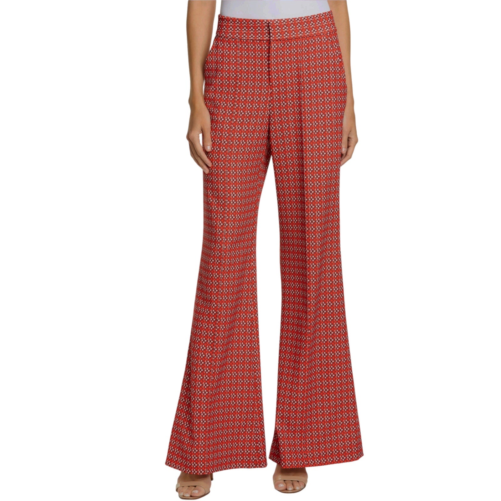 ALICE+OLIVIA Dylan High Waist Wide Leg Pants in Heart Flower Cherry 2 Alice + Olivia