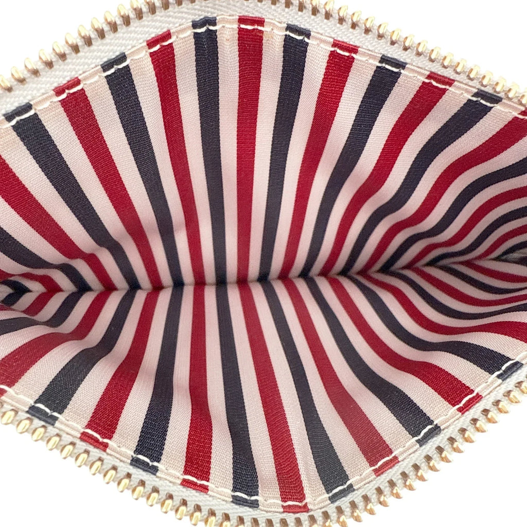 THOM BROWNE Diagonal Stripe Large Coin Wallet Clutch in Silver - flyKAMP