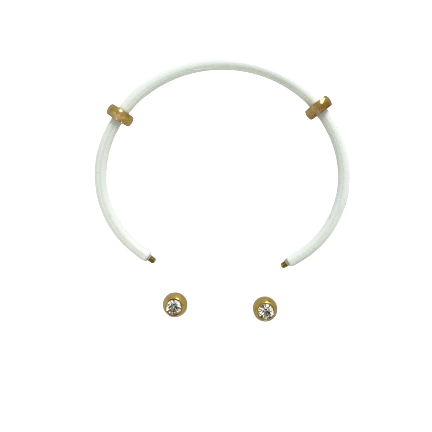 ALEX+ANI Bezel Stone Enamel Cuff in White