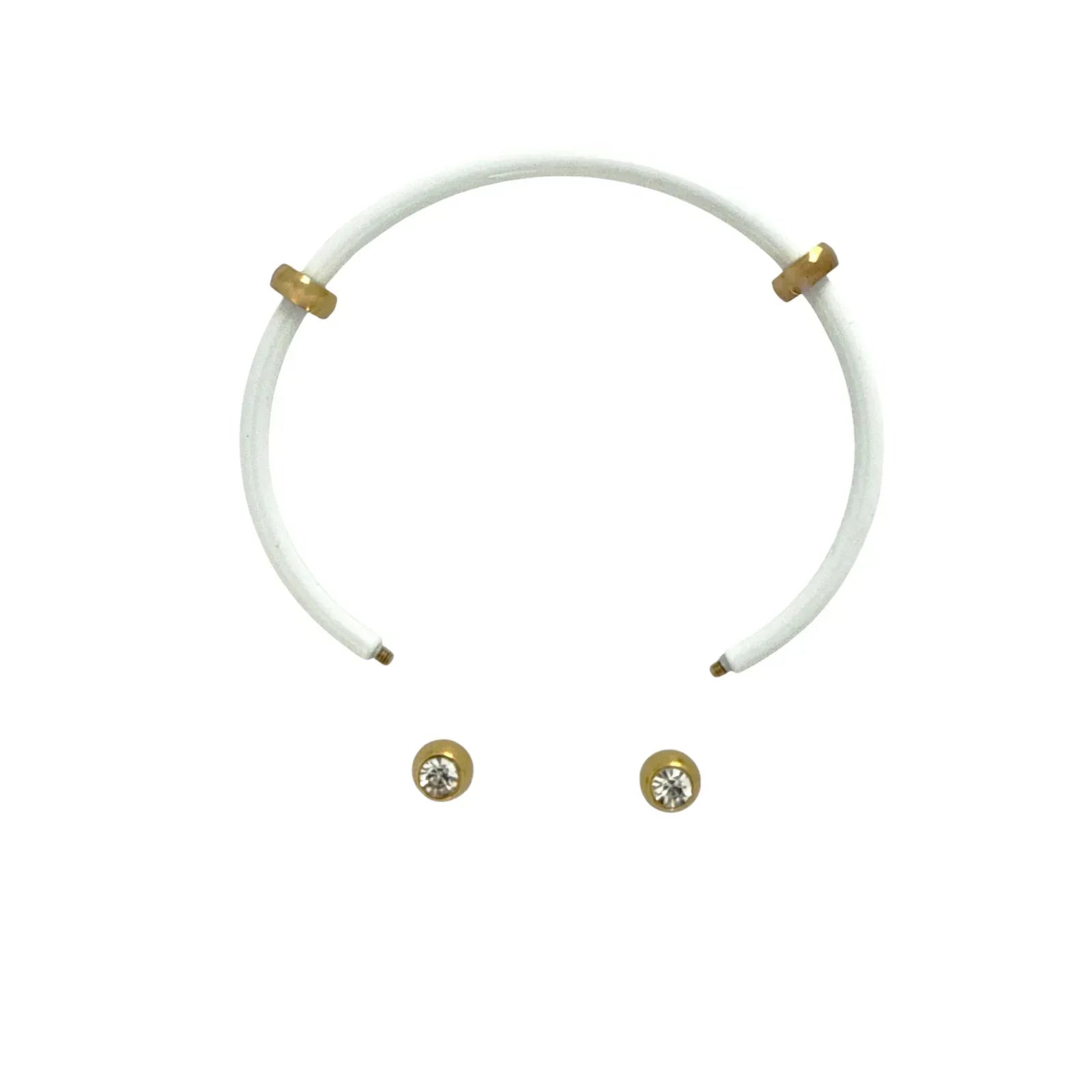 ALEX+ANI Bezel Stone Enamel Cuff in White - flyKAMP