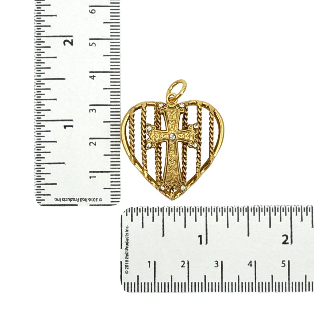 VIRGINS SAINTS & ANGELS VSA Caged Heart Cross Charm - flyKAMP