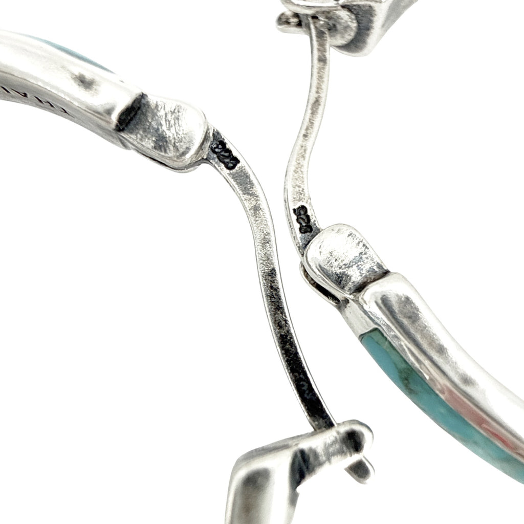 SILPADA Beginner's Luck Silver Compressed Turquoise Hoop Earrings