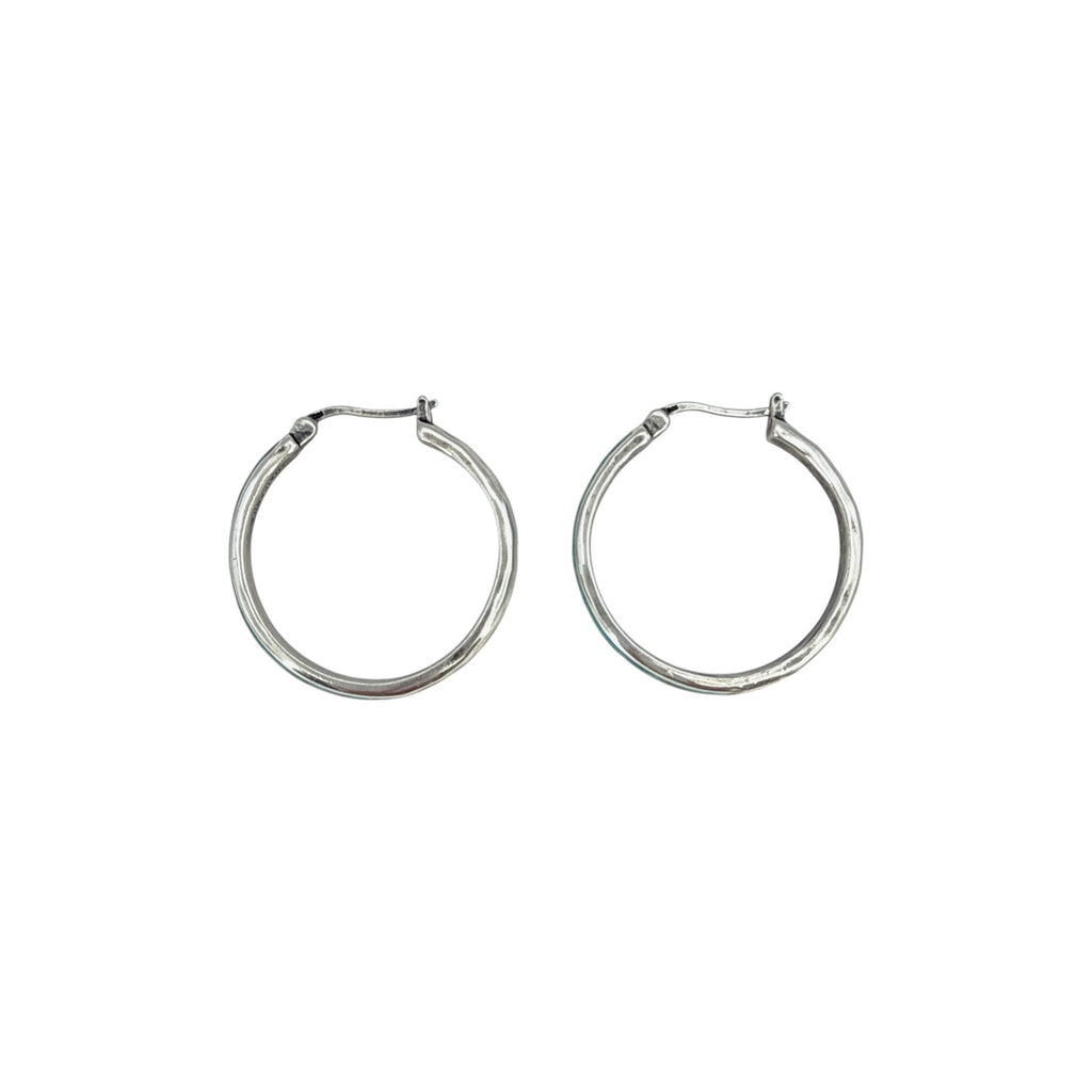 SILPADA Beginner's Luck Silver Compressed Turquoise Hoop Earrings