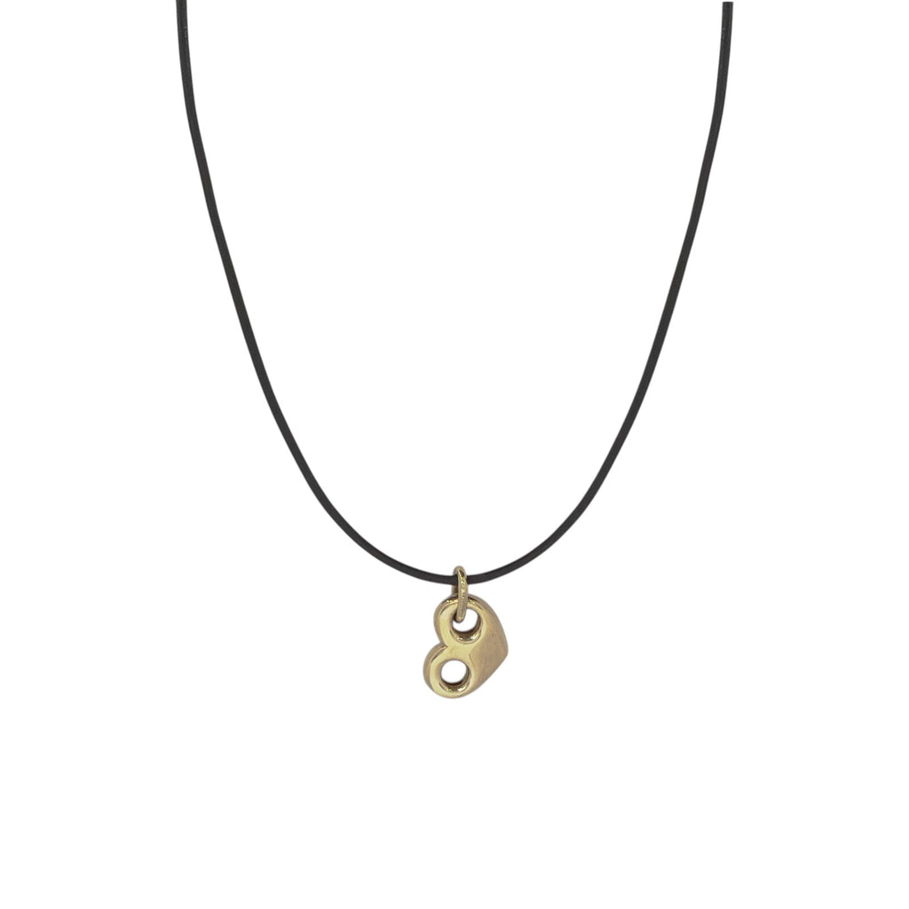 ZOE CHICCO 14k Gold Large Mariner Heart Leather Cord Necklace Zoe Chicco