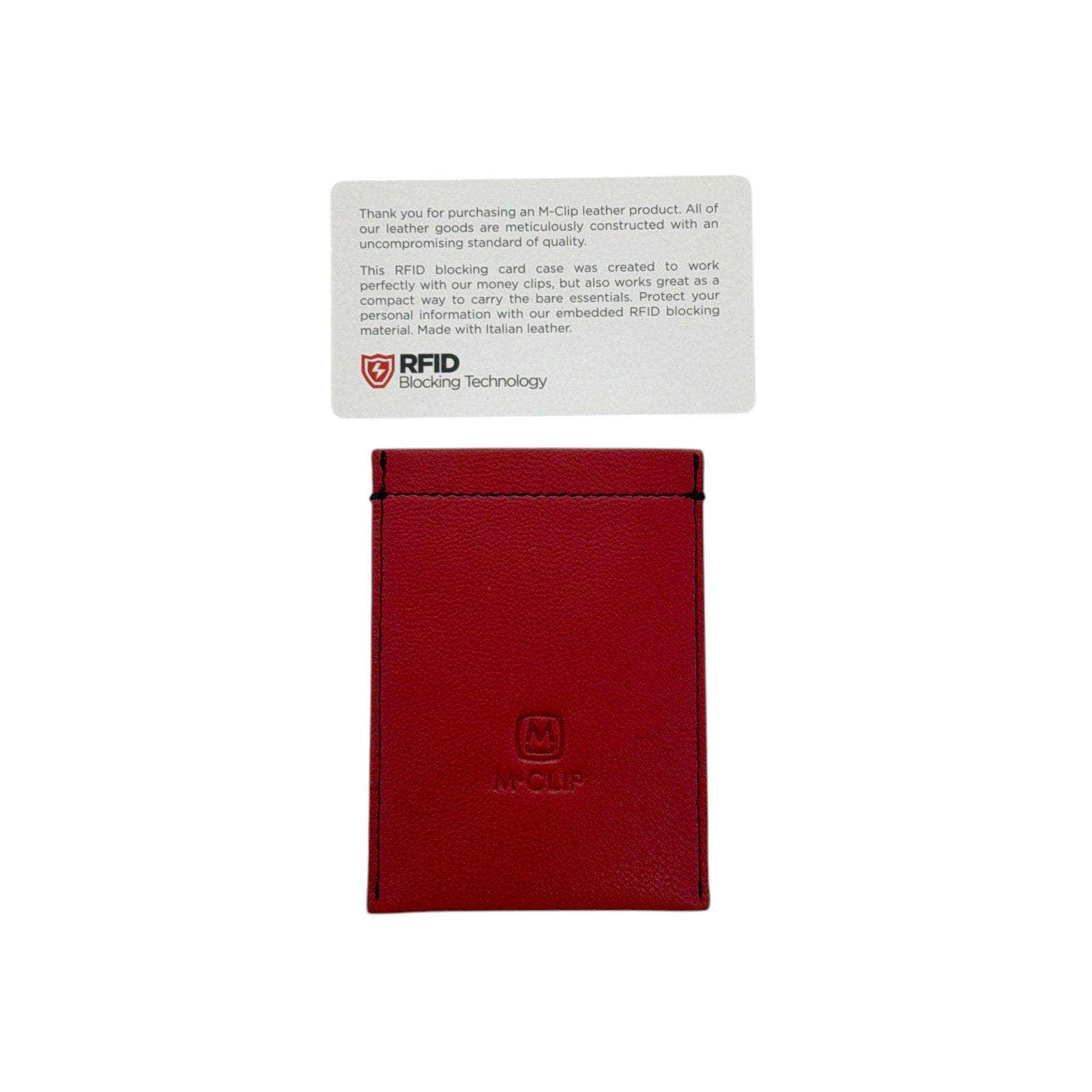 M-CLIP Leather RFID Case Vertical in Red M-Clip