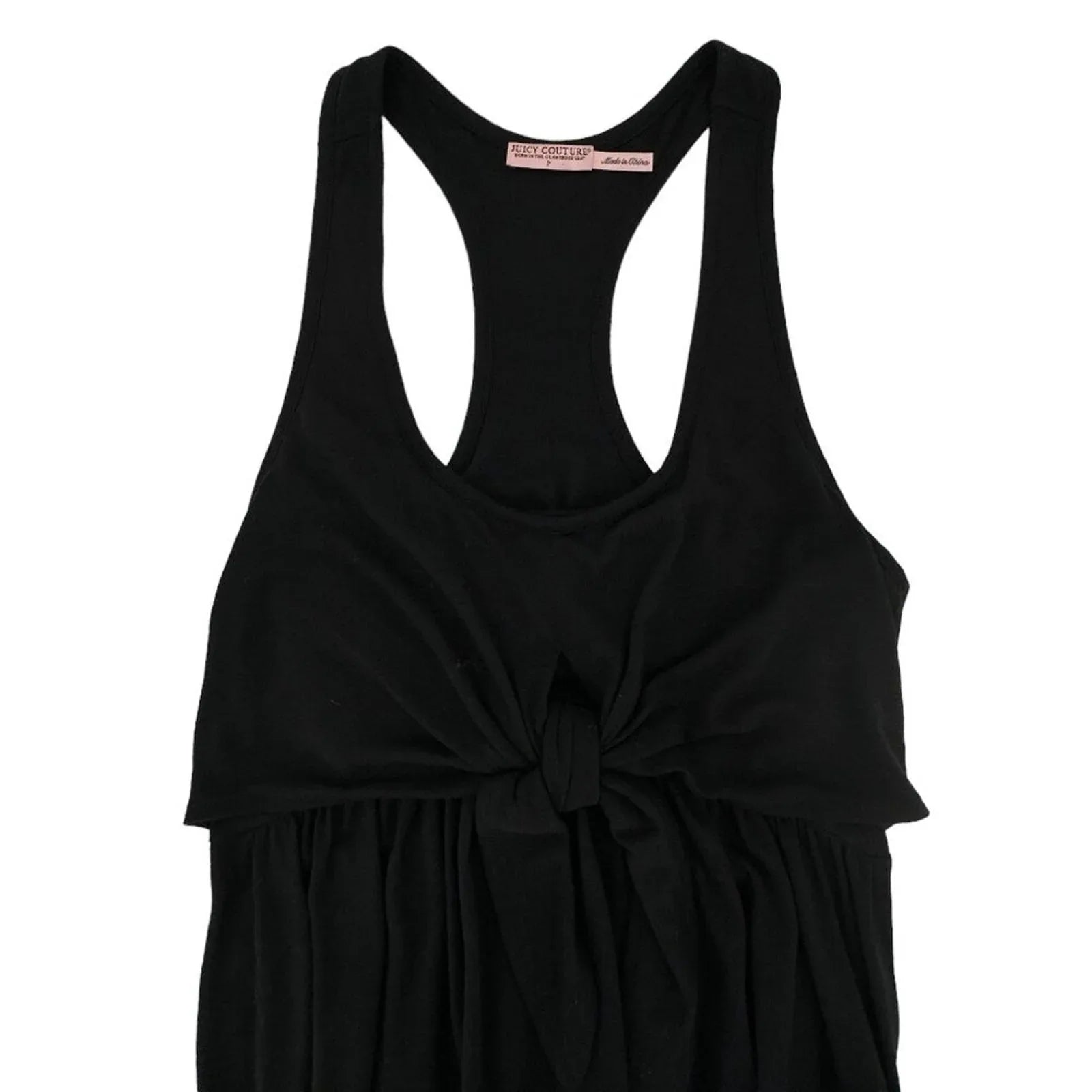 JUICY COUTURE Viscose Linen Jersey Tie-Front Maxi Dress in Black XS - flyKAMP