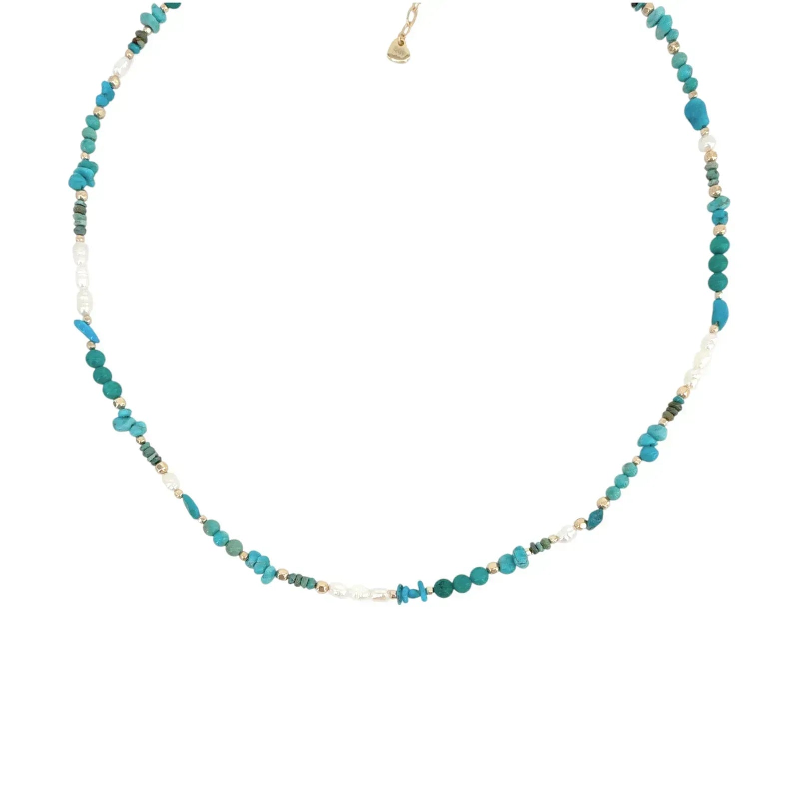 THE SILVER WREN Beaded Turquoise and Pearl Necklace - flyKAMP