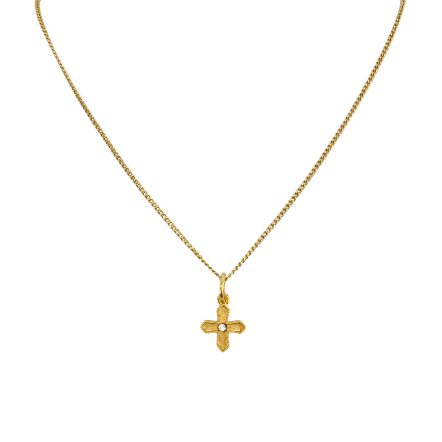 VIRGINS SAINTS & ANGELS VSA Peace Cross Charm Necklace in Gold