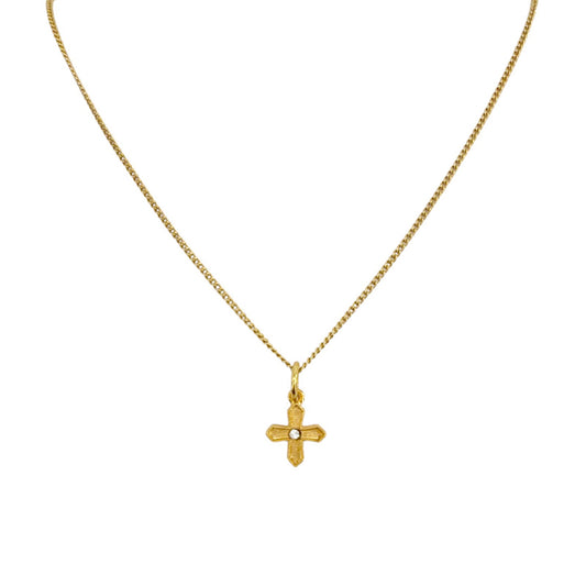 VIRGINS SAINTS & ANGELS VSA Peace Cross Charm Necklace in Gold