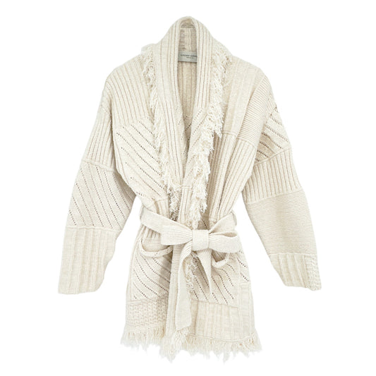 GOLDEN GOOSE Journey Knit Belted Cardigan in Papyrus M