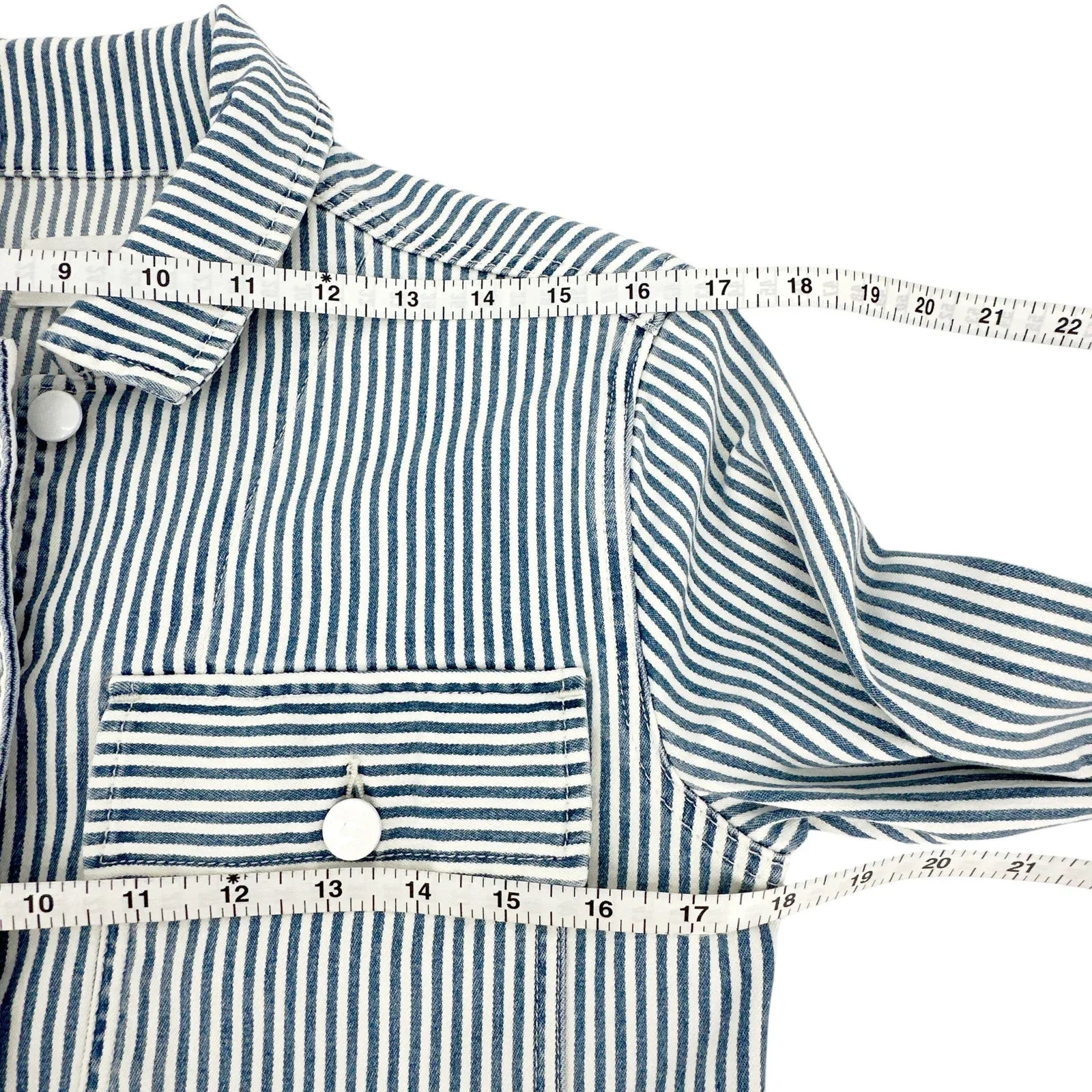 FRAME Engineer Striped Denim Shirt Jacket XS - flyKAMP