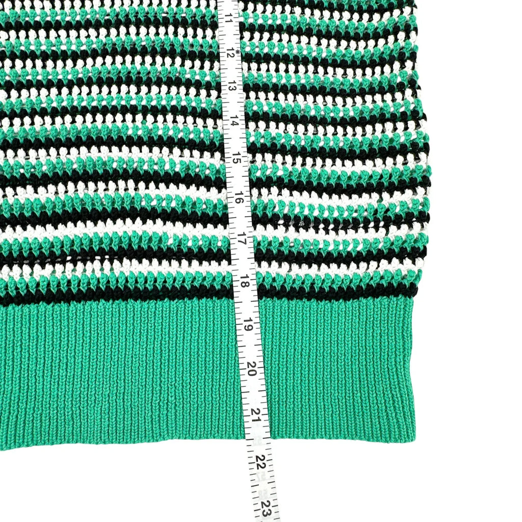 KATE SPADE New York Crochet Short Sleeve Sweater in Gumdrop Green S - flyKAMP