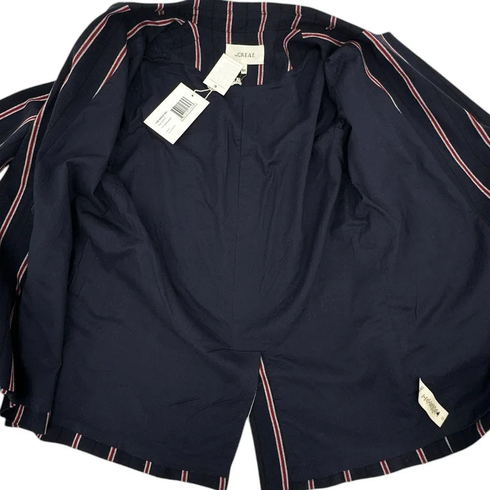 The GREAT. The Academy Blazer in Oxford Stripe 1|S - flyKAMP