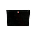 THOM BROWNE Black Soft Patent Leather Grosgrain 4-Bar Medium Document Holder - flyKAMP