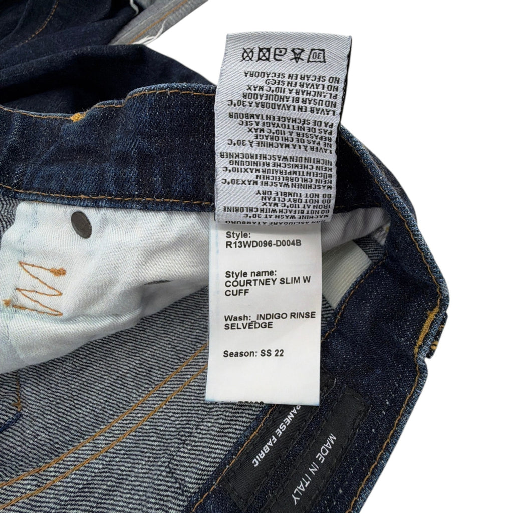R13 Courtney Slim with Cuff in Indigo Rinse 25 R13