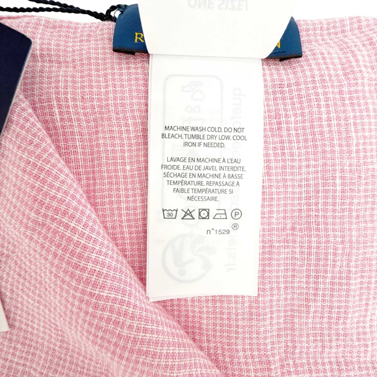 POLO RALPH LAUREN Micro-Houndstooth Linen-Cotton Scarf in Pink & White - flyKAMP