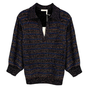 CHLOE Lurex Polo Sweater M