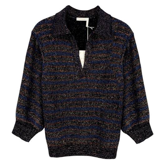 CHLOE Lurex Polo Sweater M