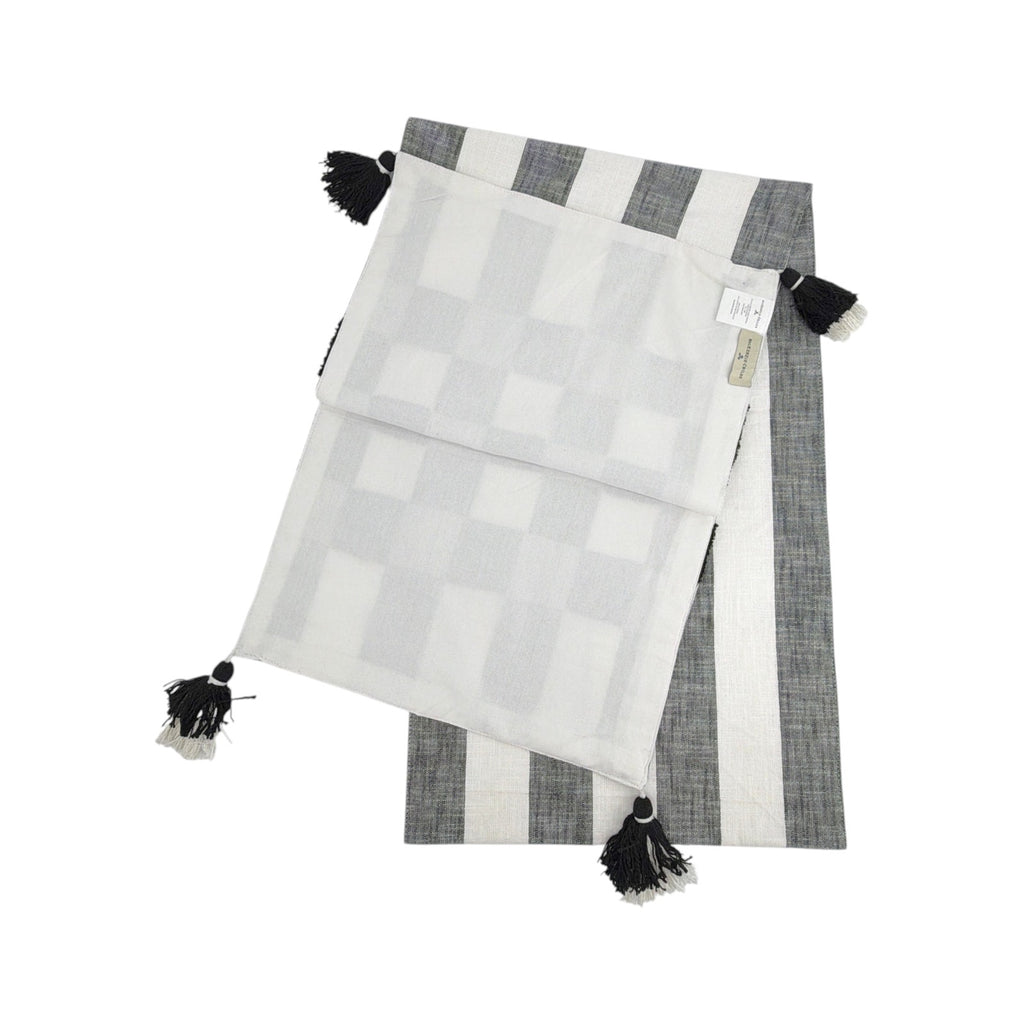 MACKENZIE-CHILDS Black Checks and Stripes Table Runner Mackenzie-Childs