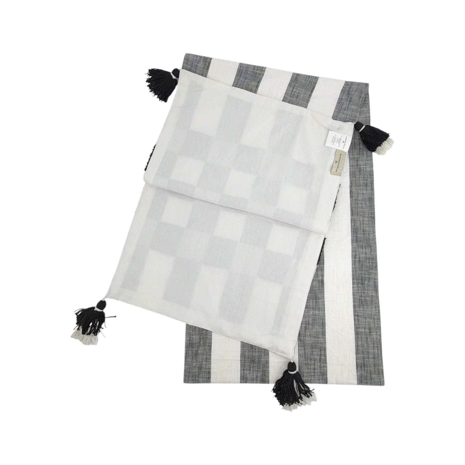 MACKENZIE-CHILDS Black Checks and Stripes Table Runner Mackenzie-Childs